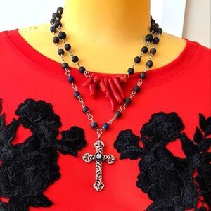 Handmade Goth Agate Druzy Rosary Necklace